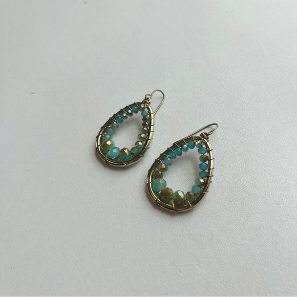 Antique-Inspired Seafoam Teardrop Dangle Earrings - Picture 1 of 5